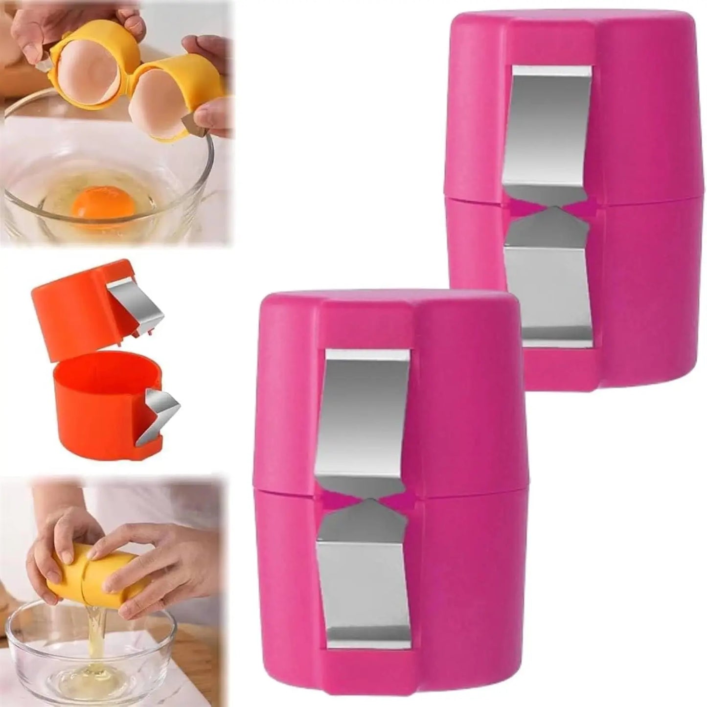 Conjunto abridor de casca de ovo 1/2 peças, quebra-ovos crus portátil, quebra-ovos multifuncional, utensílio de cozinha seguro para alimentos
