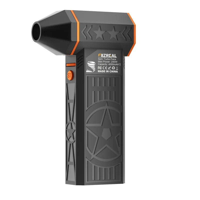 Ventilador turbo sem escova Fiizreal X50 de 240 W, portátil, de alta velocidade, recarregável, 8000 mAh, 57 m/s, Typhoon Wind, tipo C