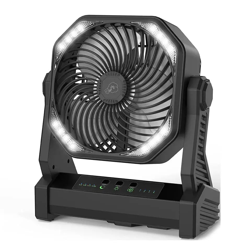 Ventilador de acampamento circulador de ar 20000mAh com luz, oscilador automático, ventilador sem fio, recarregável