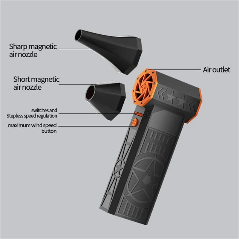 Ventilador turbo sem escova Fiizreal X50 de 240 W, portátil, de alta velocidade, recarregável, 8000 mAh, 57 m/s, Typhoon Wind, tipo C
