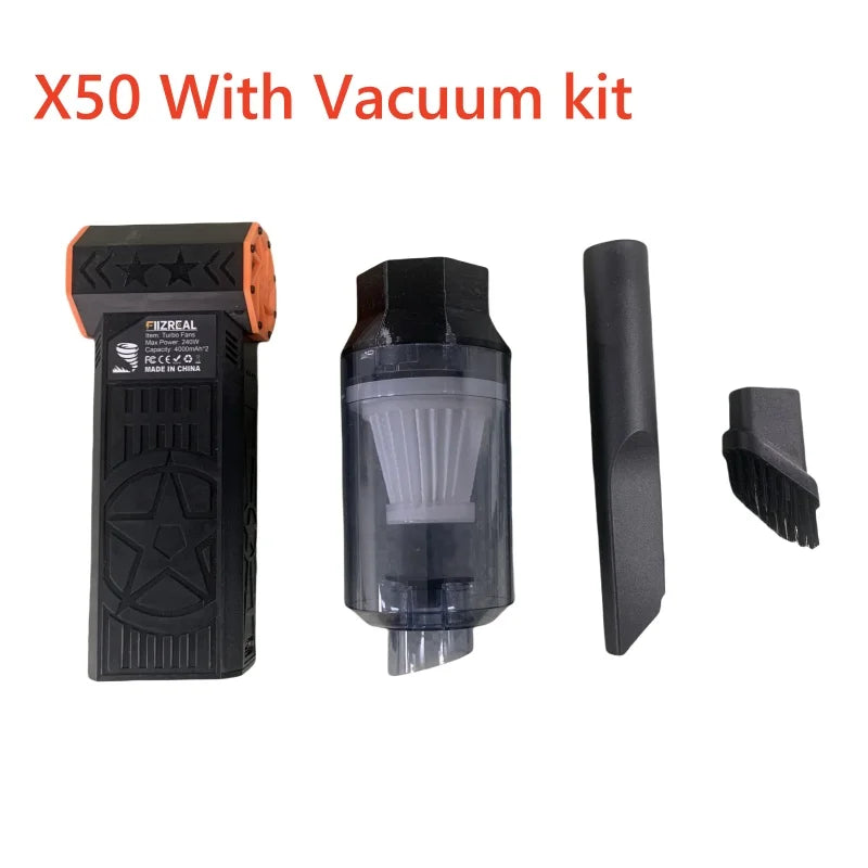 Ventilador turbo sem escova Fiizreal X50 de 240 W, portátil, de alta velocidade, recarregável, 8000 mAh, 57 m/s, Typhoon Wind, tipo C
