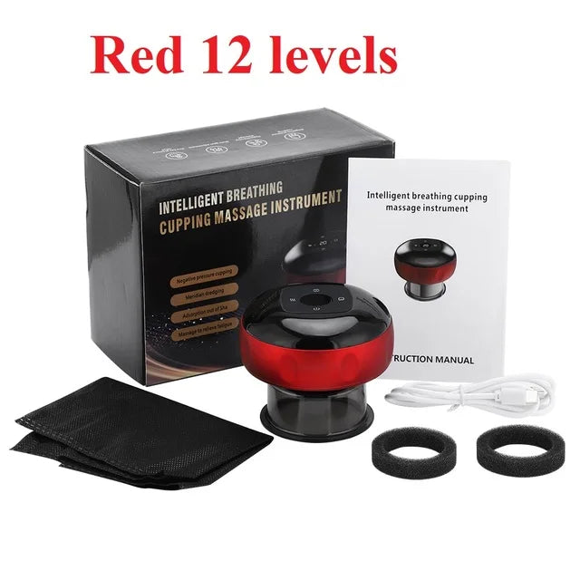 Massageador elétrico com ventosa a vácuo GuaSha 12 níveis, anticelulite, raspagem, calor infravermelho, terapia de massagem emagrecedora