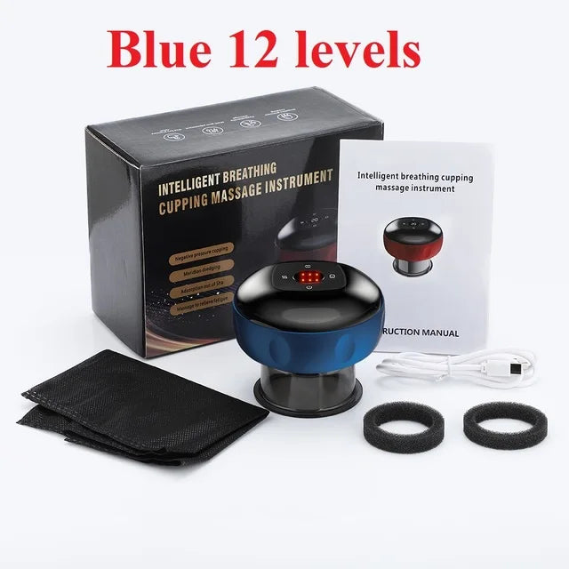Massageador elétrico com ventosa a vácuo GuaSha 12 níveis, anticelulite, raspagem, calor infravermelho, terapia de massagem emagrecedora