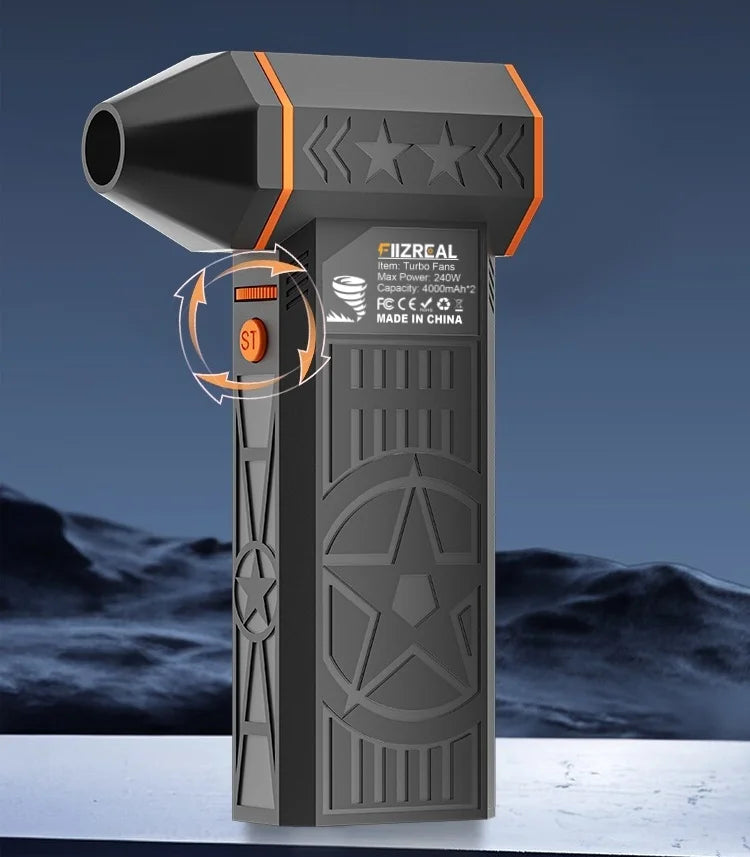 Ventilador turbo sem escova Fiizreal X50 de 240 W, portátil, de alta velocidade, recarregável, 8000 mAh, 57 m/s, Typhoon Wind, tipo C