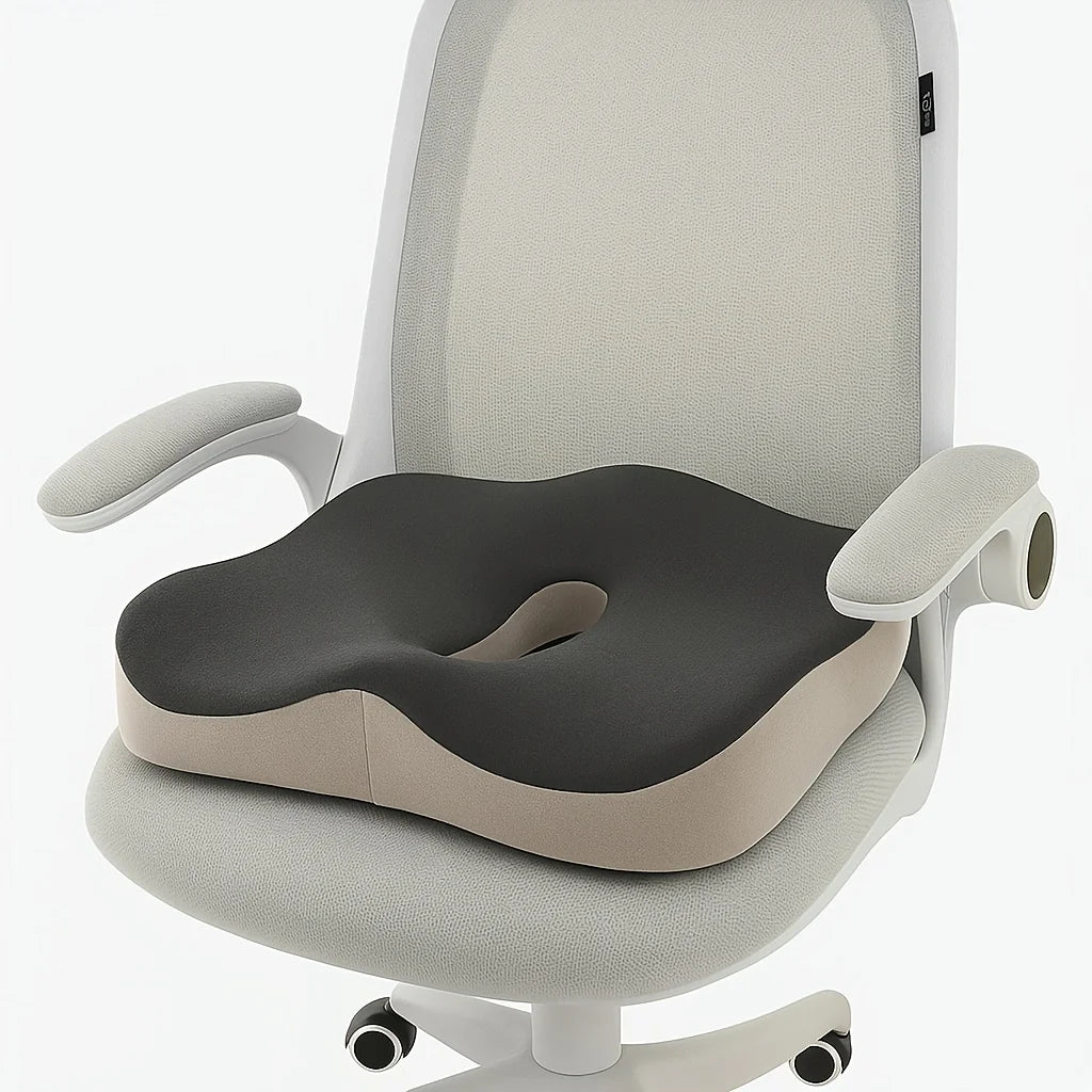 Assento com espuma viscoelástica, com almofada de pressão ergonômica com sulco central