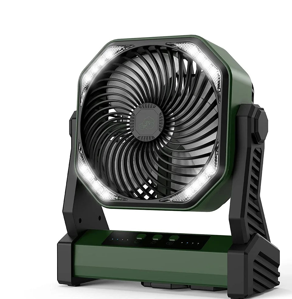 Ventilador de acampamento circulador de ar 20000mAh com luz, oscilador automático, ventilador sem fio, recarregável