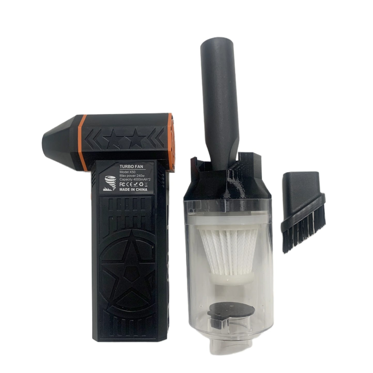 Ventilador turbo sem escova Fiizreal X50 de 240 W, portátil, de alta velocidade, recarregável, 8000 mAh, 57 m/s, Typhoon Wind, tipo C