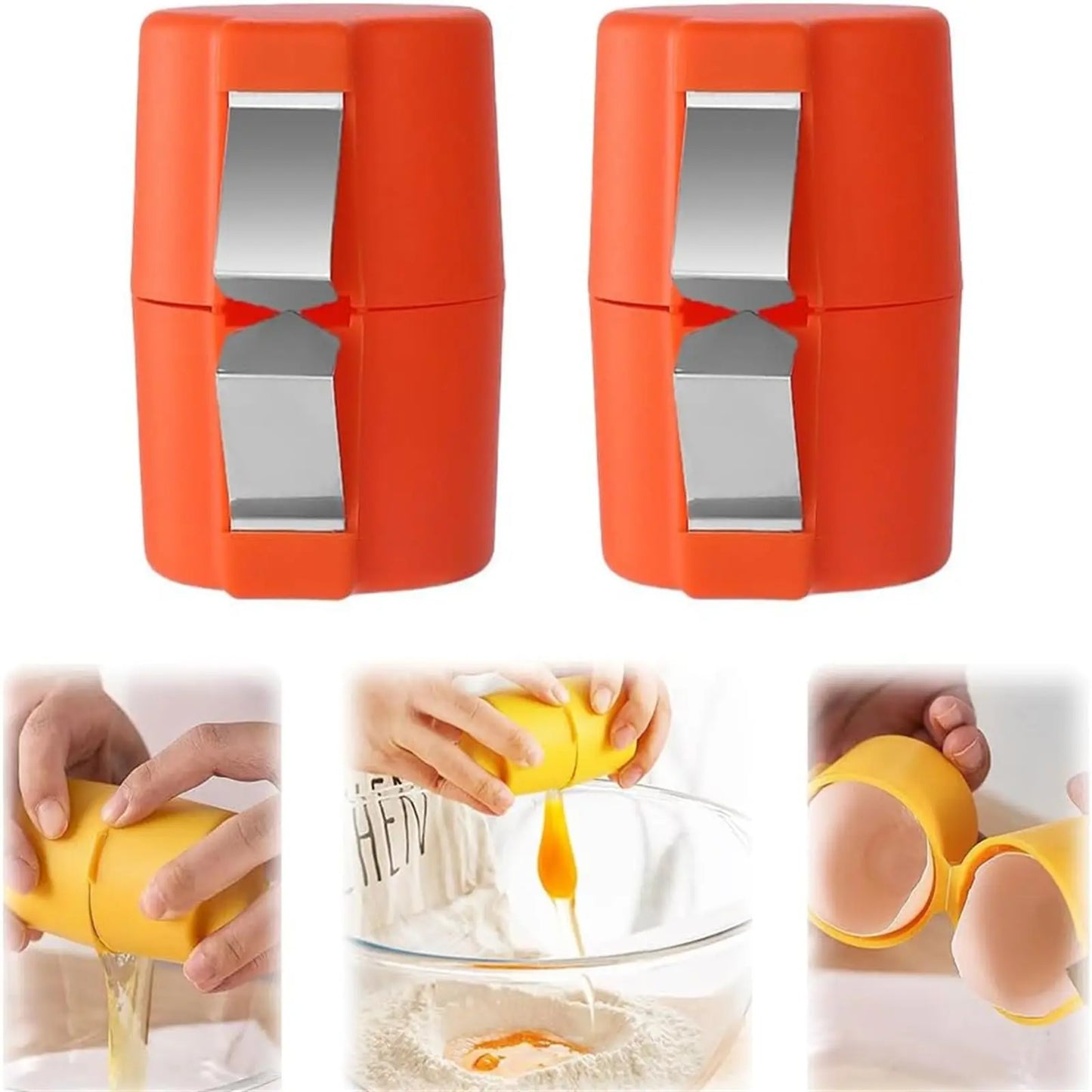 Conjunto abridor de casca de ovo 1/2 peças, quebra-ovos crus portátil, quebra-ovos multifuncional, utensílio de cozinha seguro para alimentos