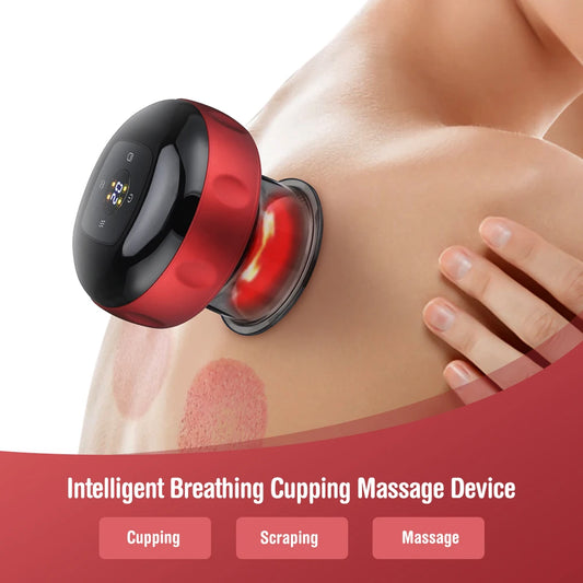 Massageador elétrico com ventosa a vácuo GuaSha 12 níveis, anticelulite, raspagem, calor infravermelho, terapia de massagem emagrecedora