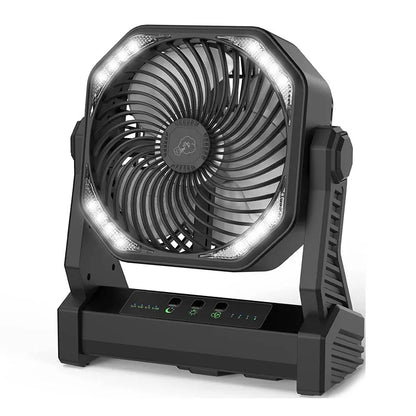 Ventilador de acampamento circulador de ar 20000mAh com luz, oscilador automático, ventilador sem fio, recarregável