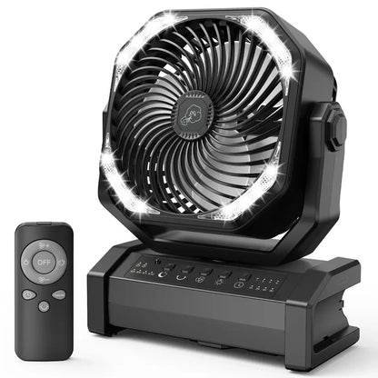 Ventilador de acampamento circulador de ar 20000mAh com luz, oscilador automático, ventilador sem fio, recarregável